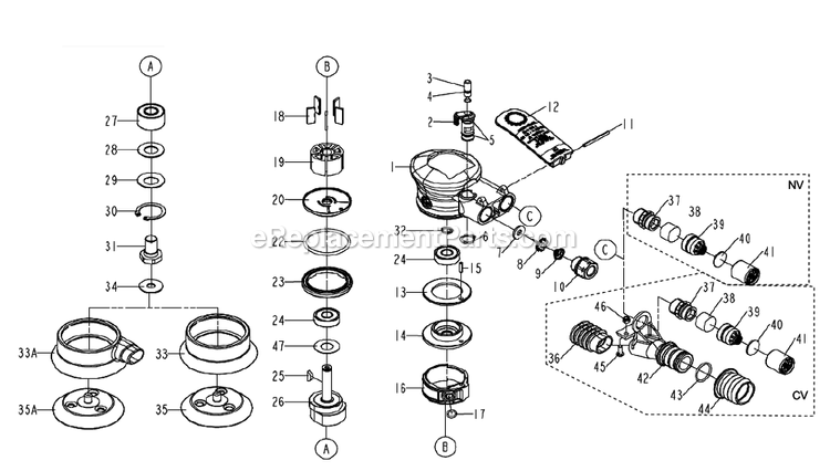 Chicago Pneumatic CP7255CVE-3 Air Sander Power Tool Section 1 Diagram